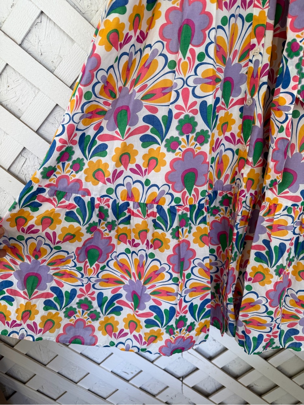 Boden Mia Tiered Midi Shirt Dress Colorful US 6R - Picture 3 of 10